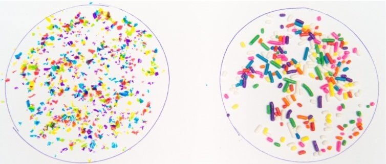 two circles comparing sprinkles and EdiSparklz
