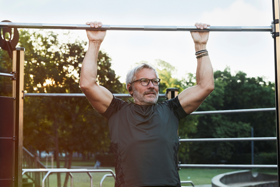 man doing a pull up