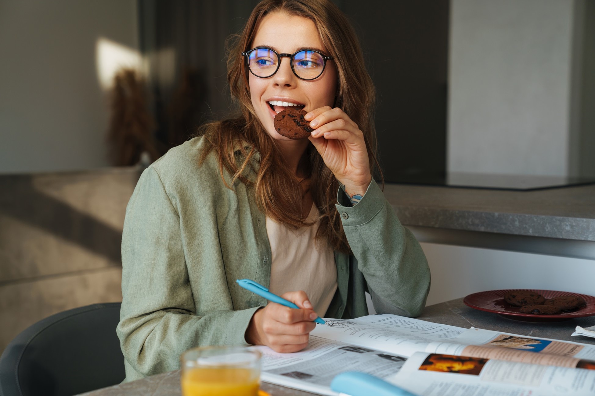 woman eating cookie