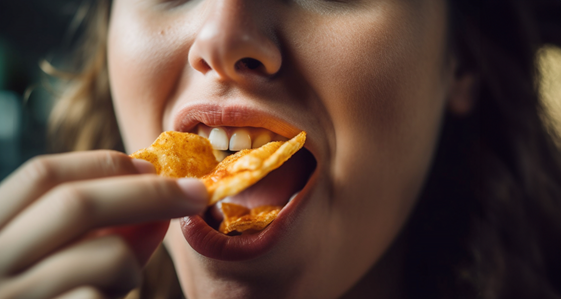 woman eating chips