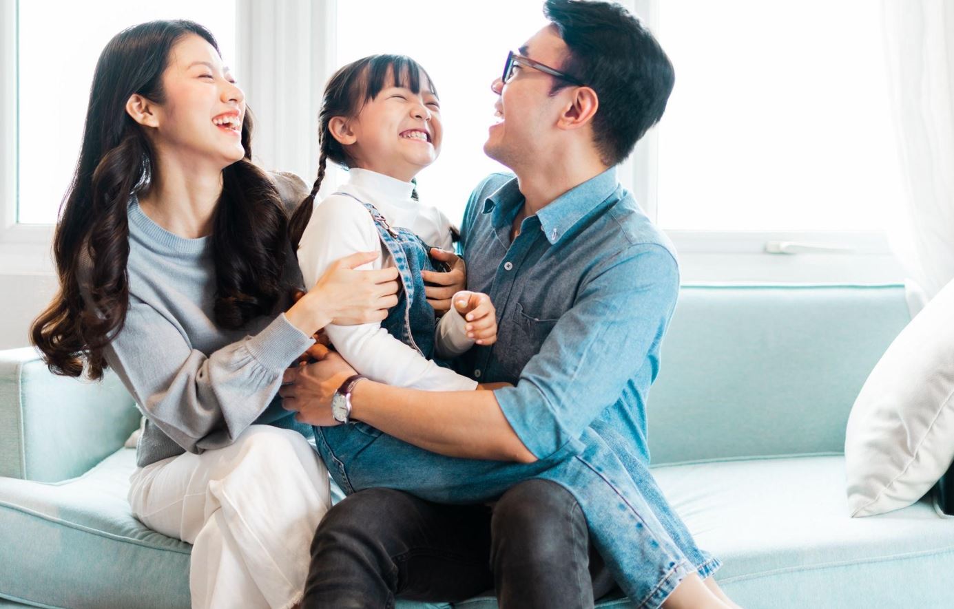 family on couch