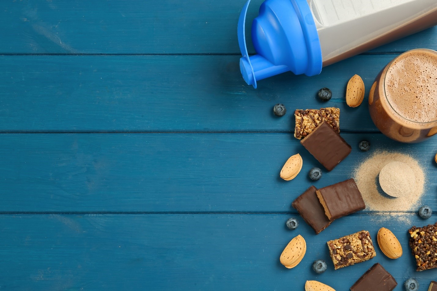 protein shake and bars