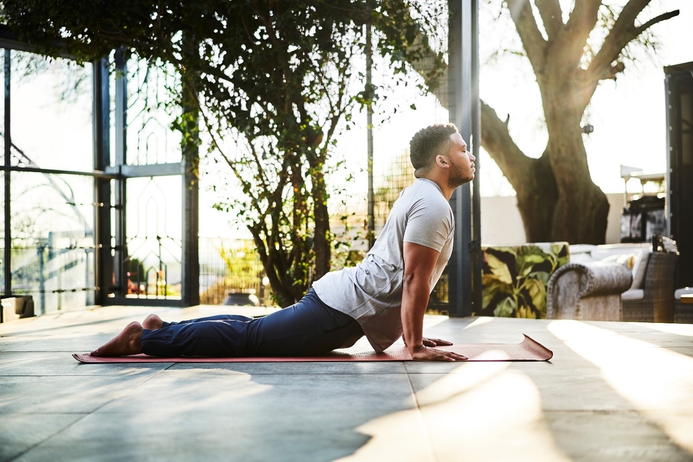 man doing yoga