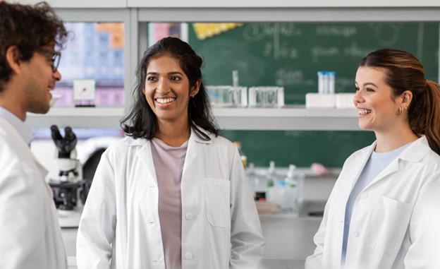 three people in lab