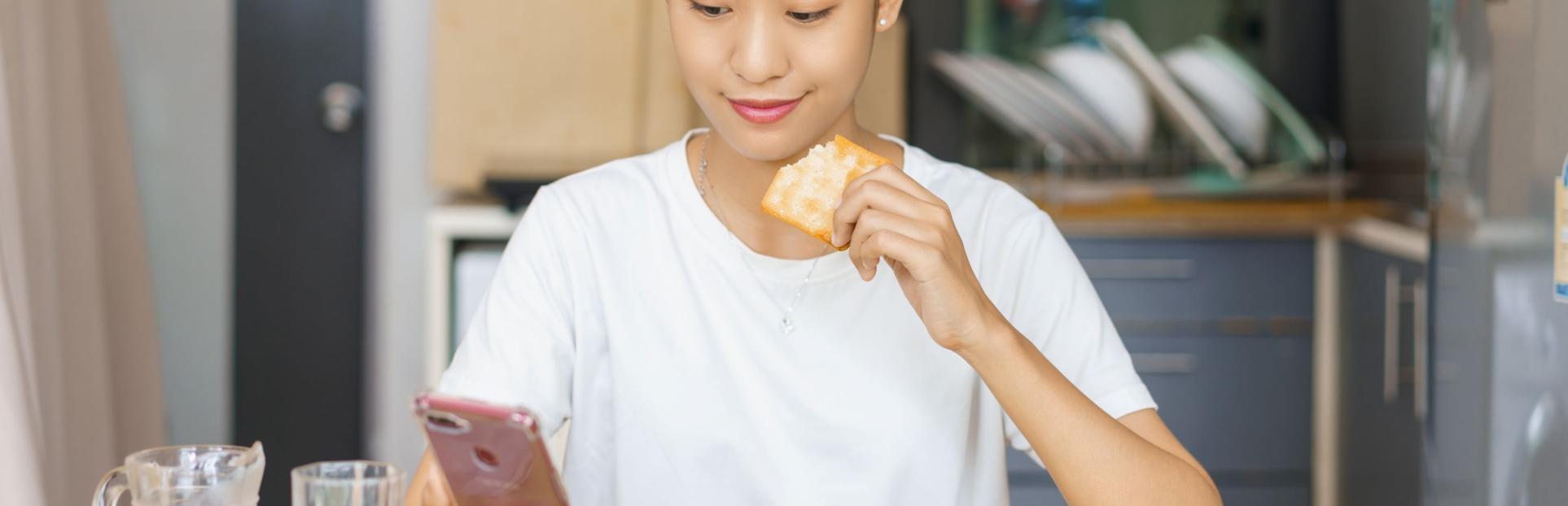 woman eating snack