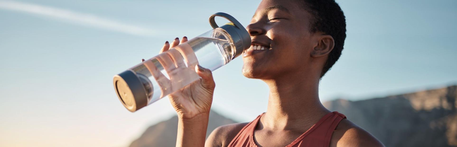 woman drinking water