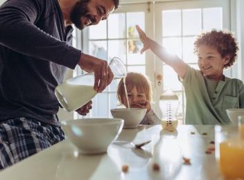 family eating cereal