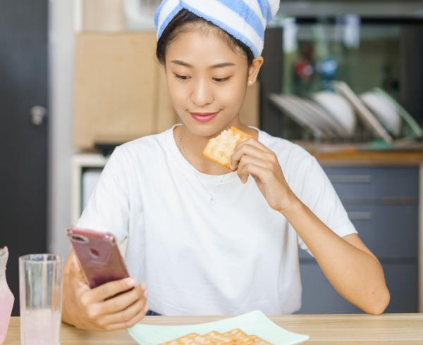 woman eating snack