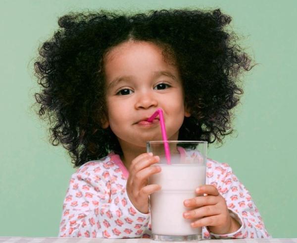 toddler with milk